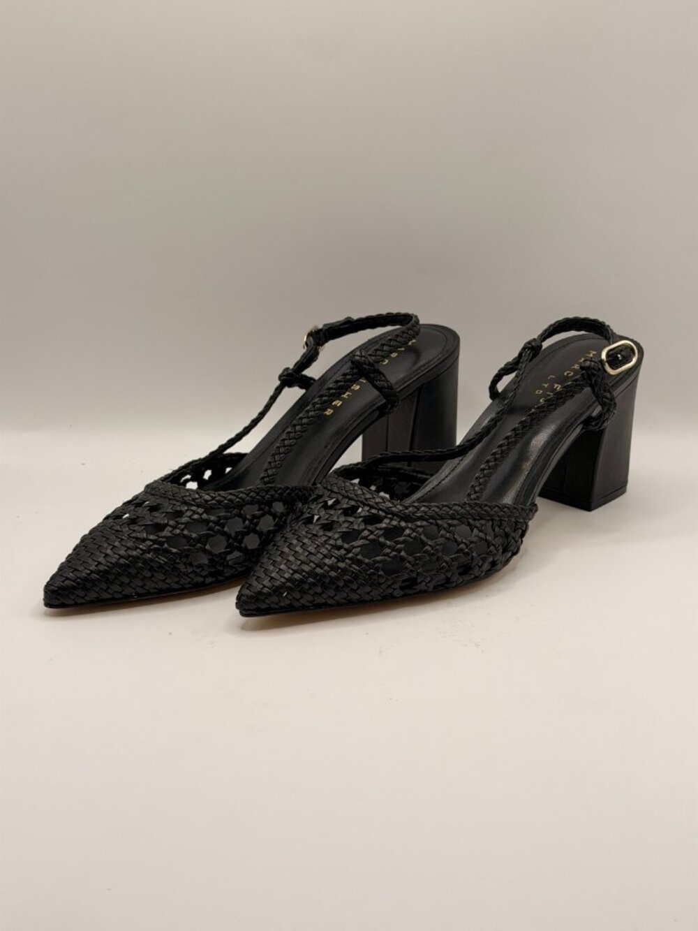 Marc Fisher Womens Zunnie Block Heel Woven Leather Slingback Pump Heel Sz 8 M